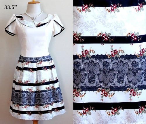 J2194 Vintage Babydoll Retro Sweet Floral Flower Unique Hippie Gypsy Disco Emo 60s 70s Boho Princess Mod Gothic Goth Lolita Dolly Spring Fashionable Casual Fashion Woman Clothing Bridesmaid Party Prom Cocktail White Black Dress Size S M