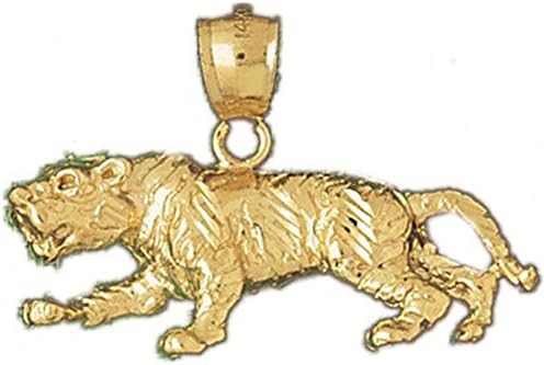 Dazzlers Solid 14 Karats Gold Tiger Charm Pendant Available in Three Colors From Jewelsberry