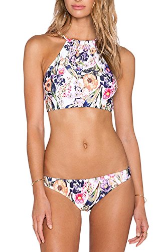 UR Ladies Women's Halter High Neck Strappy Bikini Sets Swimsuit Floral Print Tankini UR Ladies Women's Halter High Neck Strappy Bikini Sets Swimsuit Floral Print Tankini