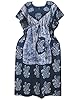 Kaftan Caftans Batik Printed Blue Lounger Wear Womans Dress One Size