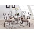 5 PC. Set Round Glass & Metal Dining Room Kitchen Table And 4 Chairs