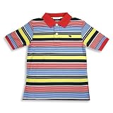 Cool Island - Boys Short Sleeve Pique Striped Polo, Red, Multi (Size 10/12)