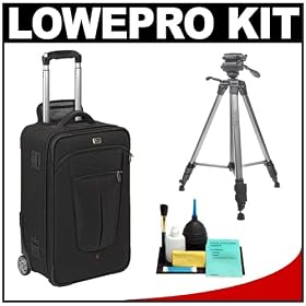 Lowepro Pro Roller x100 Digital SLR Camera Bag/Backpack Case With Wheels (Black) + Tripod + Accessory Kit for Canon Rebel XSi, XS, T1i, T2i, EOS 50D, 5D, 7D, Nikon D3000, D5000, D40, D60, D90, D300, D300s, Olympus Evolt E-30, E-450, E-520, E-620, and Sony Alpha A230, A330, A380, A450, A500, A550, A850