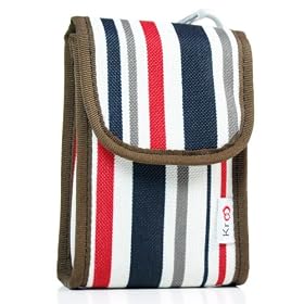 Kroo Canvas Red Stripe Slim Camera Pouch Case - Cane Series (12107) - for Canon  Nikon ... by Kroo