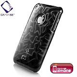 CAPDASE iPhone 3G & 3GS Karapace Protective Case with Screen Guard Crystal Clear: Silki, Black プロテクティブ ハードリアカバー シルキー （クリスタル・クリアー 液晶保護シート 付き） ブラック KPIH3G-2101