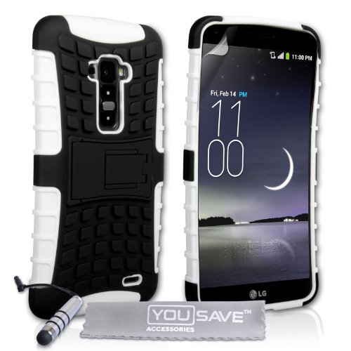 Yousave Accessories LG G Flex D955 Case White Silicone Combo Stand Cover With Mini Stylus Pen