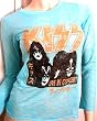 JUNK FOOD - KISS WOMENS TEE SHIRT - BLUE (CLEARANCE SALE)