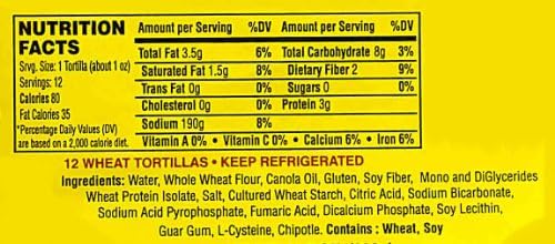 MiRico Low Carb Tortillas - Chile Chipotle (3 Packs of 12 Tortillas)