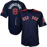 Majestic Boston Red Sox #8 Carl Yastrzemski Navy Blue Laser Cooperstown Replica Jersey