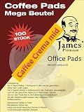 Produkt-Bild: Office Pads - Megabeutel 100 St&uuml;ck - Kaffeepads einzeln verpackt - James Premium&reg; Erlesener Kaffee ausgewogen und aromatisch mit vollem Geschmack. Als Einzelportionen R&ouml;stfrisch verpackt! Kaffee Crema Mild