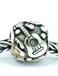 .925 Sterling Silver " Musical instruments Collage " Charm Bead Compatible with Pandora Chamilia Kay Troll Bracelet