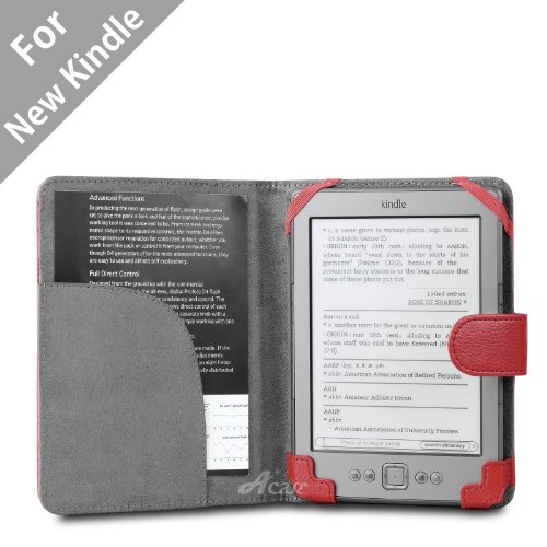 Best Price Acase(TM) Classic Kindle and Kindle Touch (Lastest Generation) Leather Case (Red)