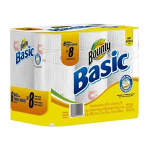 Bounty Basic Paper Towel Rolls with Prints, 6 Count