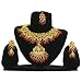 Bollywood Set Kareena rote Steine goldfarbene Fassung indischer Schmuck 3-teilig