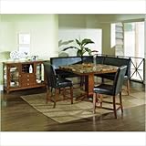 Plato Sectional Counter Height Faux Marble Dining Table in Dark Oak
