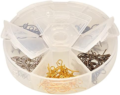 Pandahall 1 Box 6 Color Brass Earring Hooks, Nickel Free, 17mm