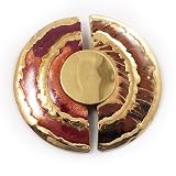 ''Split Disk'' Ethnic Brooch (Gold&Red)