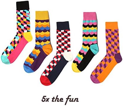 Men's Funky Socks 5 Pack Colorful Socks Crew Dress men casual socks