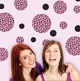 Pink Leopard Print Dots Large Repositionable Peel and Stick Wall Decals