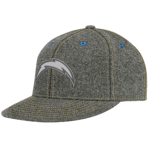 NFL Men's San Diego Chargers End Zone Flat Visor Flex Hat - Tw83Z (Dark Grey, Small/Medium)