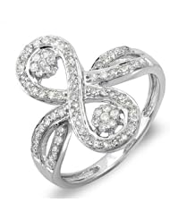 0.56 Carat (ctw) 14k White Gold Round Diamond Ladies Cocktail Right Hand Flower Setting Split Shank 1/2 CT