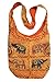 Cotton Canvas Sequin Embroidered Elephant Handcrafted Sitara Work Tote Hippie Indian Sling Cross Body Bag