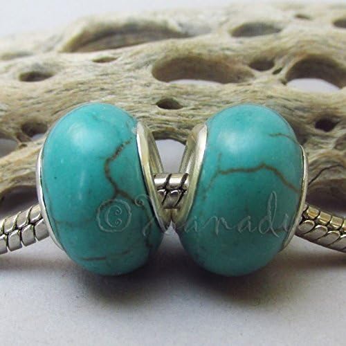 2 pcs Turquoise Gemstone Wholesale European Large Hole Charm Beads C0078