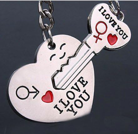 Romantic Chinese Lovers Kiss with Double Happiness Couple Keychain (With Gift Box) Best Key Ring Key Chain Gift for Valentine Wedding Anniversary (A Pair) K1
