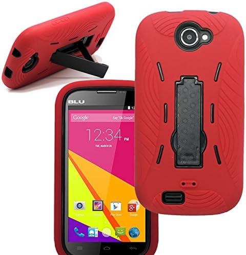 For Blu Studio Phones PREMIUM Hybrid Armor Heavy Duty Case Cover Kickstand (BLU Studio 5.0 K / 5.0 E D530k / D530e (Red))
