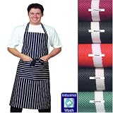 Striped Bib Apron With Pocket, Various Colours available