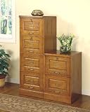 Oak Finish 4-Drawer Letter Size Vertical File Cabinet with Lock