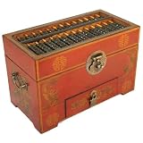 Vintage Chinese Wooden Bead Arithmetic Abacus W. Storage Compartments