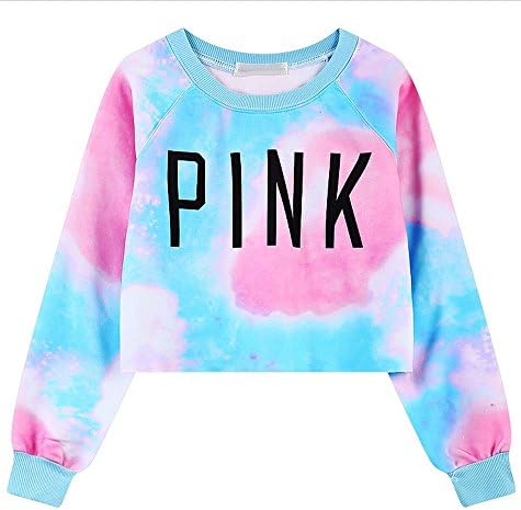 Jiaka Women's Colorful Tie-Dye And Pink Belly Cut Letters Printed T Shirt Jacket