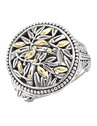 925 Silver Round Branch Design Ring with 18k Gold Accents- Sizes 6-8