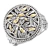 925 Silver Round Branch Design Ring with 18k Gold Accents- Sizes 6-8
