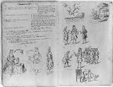 Drawings of annual guild days of Norwich,England,1705,Royal Free-School,people