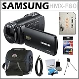 Samsung HMX-F80 HD Camcorder with 52x Optical Zoom and 2.7-inch LCD in Black + Samsung 16GB SDHC + Mini HDMI Cable + Accessory Kit