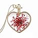 Bling Stars Dried Pressed Flower Living Memory Charms Locket Heart Pendant Necklace