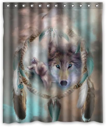 Personalized Dreamcatcher Wolf Shower Curtains Polyester Fabric Waterproof 60" x 72"