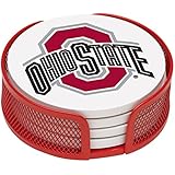 Thirstystone VOHST-HA24 Stoneware Drink Coaster Set with Holder, Ohio State University