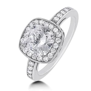 Sterling Silver Ring Cushion Cubic Zirconia Wedding Ring