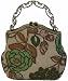 A Beaded Green Flower and Tint Silver Cloth Base Evening Handbag W/long Chain. Best P...