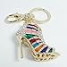 EVER FAITH Austrian Crystal Multicolor Enamel Sexy High Heel Shoe Keychain Clear Gold-Tone