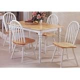 Natural White Finish 5 PIECE WOOD DINING SET - Table and 4 Chairs by The Furniture Source