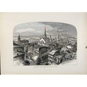 Cincinnati Carlisle Hotel Wood Engraving Antique Print