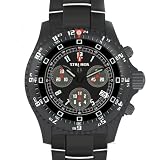 Military Analog Quartz Chronograph, IP Black, Black Dial