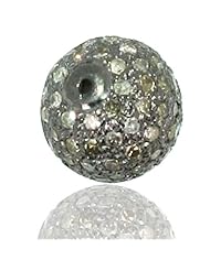 925 Sterling Silver 0.97ct Diamond Pave Setting Charm Beads Finding Spacer Connector Ball Jewelry AF-304