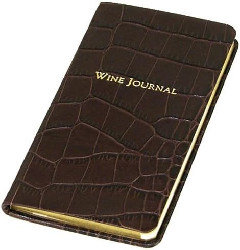 Pocket Wine Journal, Crocodile Leather, Tabbed, 5 Inch, Brown