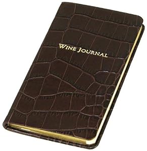 Pocket Wine Journal, Crocodile Leather, Tabbed, 5 Inch, Brown
