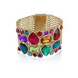 Multi Color Goldtone Faceted Chunky Stretch Bracelet Fashion Jewelry